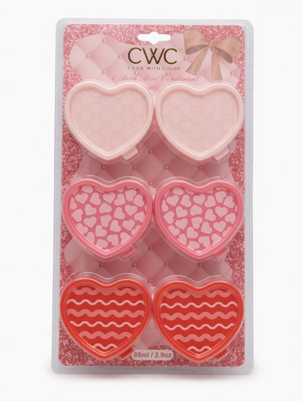CWC Cook with Color 6-Piece Heart Mini Condiment Bowls Set